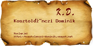 Kosztolánczi Dominik névjegykártya